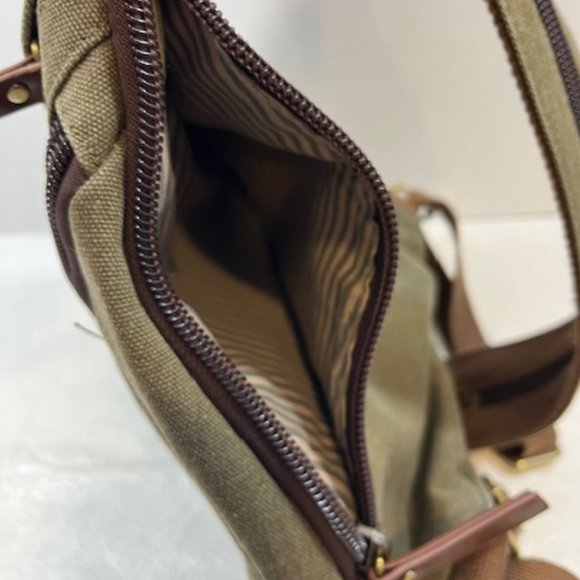 Olive Green Canvas Cotton Sling Bag Backpack Casual Daypack Rucksack Chest Bag main image 10